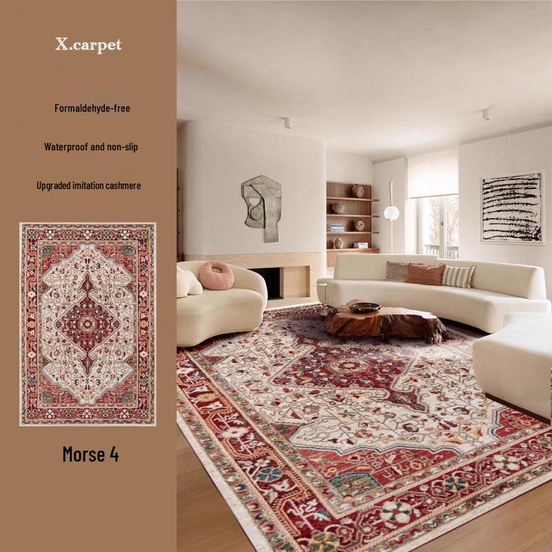 Коврик в персидском стиле из имитации кашемира с нескользящей основой - Машинная стирка, для гостиной, спальни или под журнальный столик