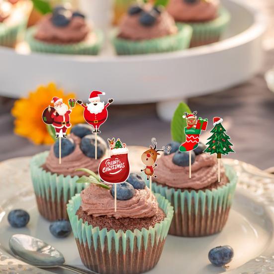 1 Set Cake Topper Exquisite Christmas Hanging Flag Festive Cake Inserts for Holiday Parties Decorations