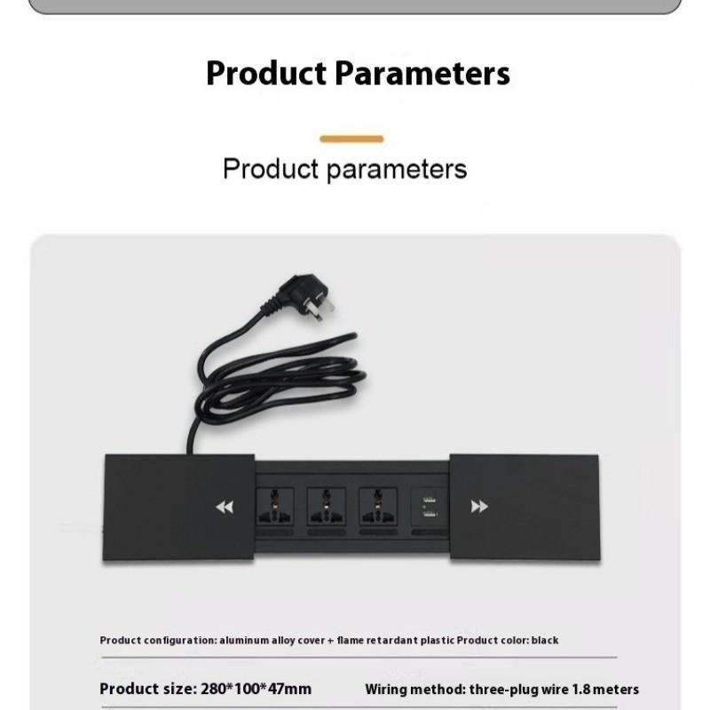 Slide Cover Retractable Power Strip Desktop Multi Plug Cabinet Hidden Recessed Desk Power Sockets Universal Embedded Socket