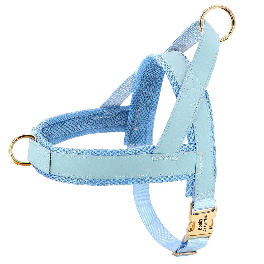 Personalized No Pull Dog Harness  Leather Dog Vest Harness Soft Mesh Padded Harnesses For Small Medium Large Dogs French Bulldog