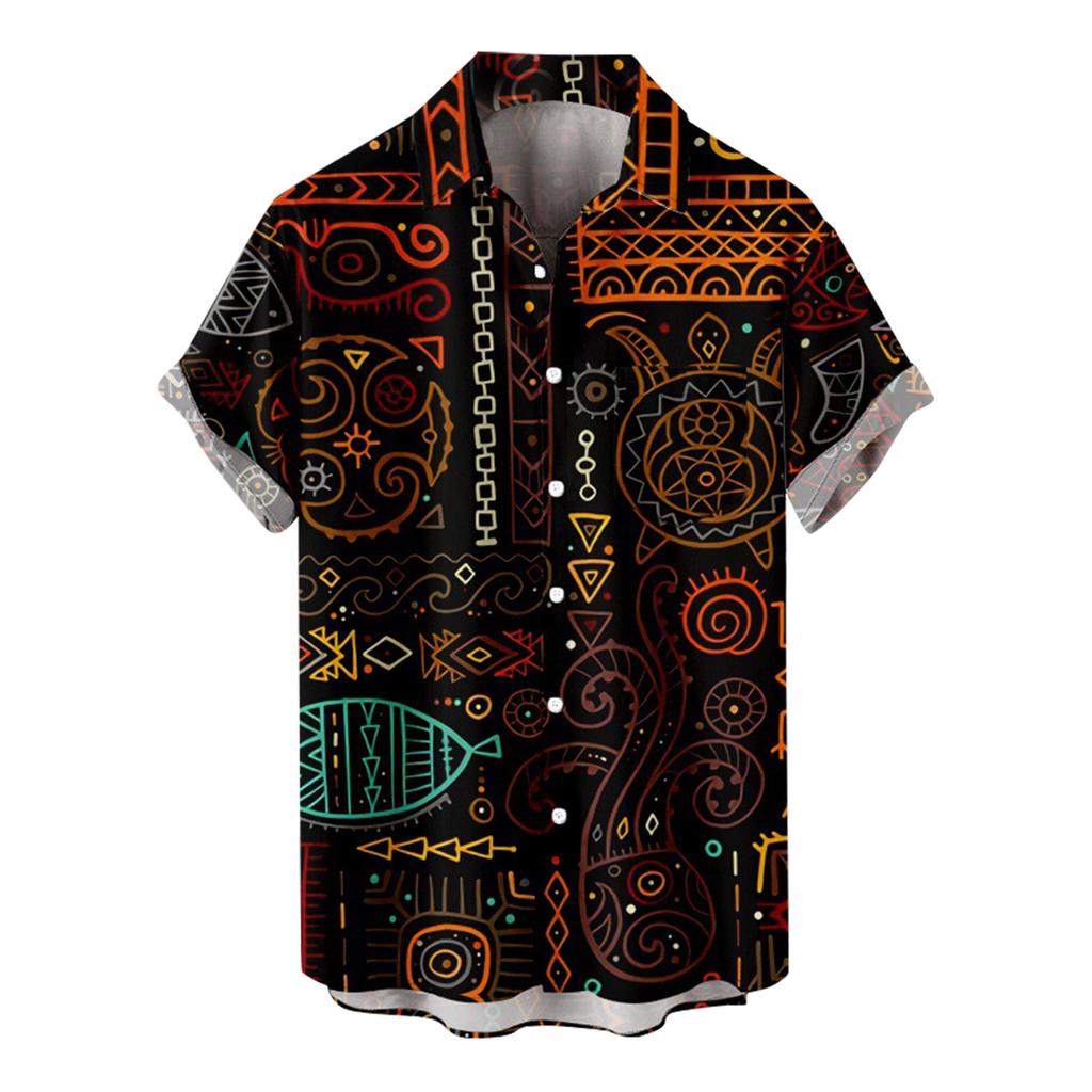 Мужская повседневная пляжная праздничная одежда с лацканами, модная рубашка, гавайская рубашка с короткими рукавами