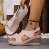 Женские сандалии на платформе Легкая уличная обувь на танкетке Женские сандалии с толстой подошвой и открытым носком Летний новый стиль Модные сандалии