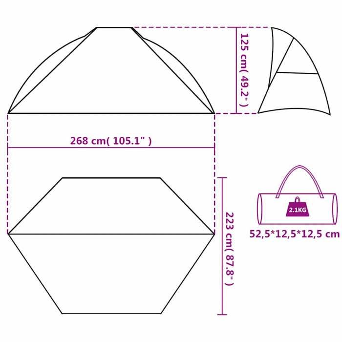 Tente de plage - vidaXL - Bleu azuré - 268x223x125 cm - Imperméable - Léger et portable