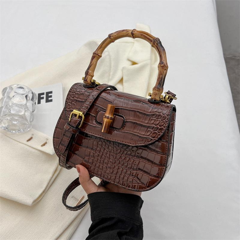 Бамбуковая сумка женская новая ретро на плечо сумка-седло премиальная текстура нишевая простая сумка-мессенджер