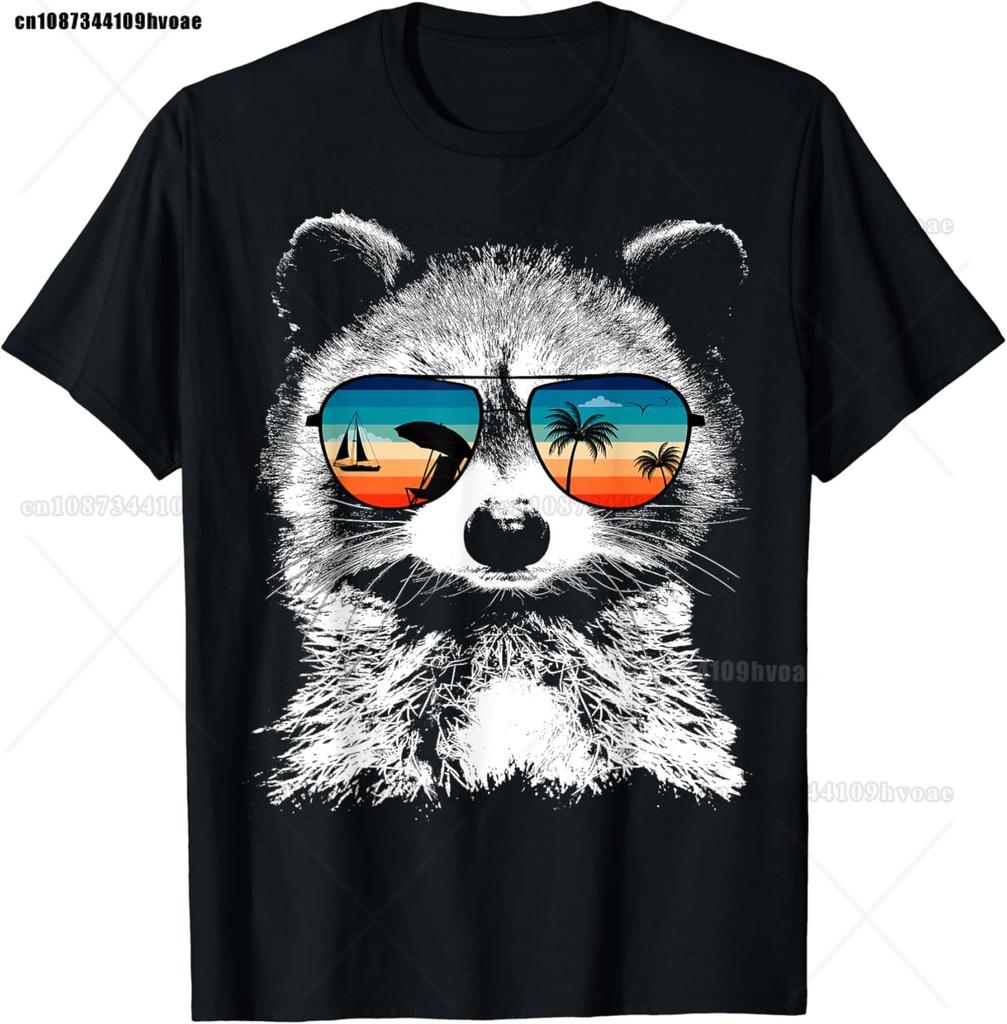 Expressionist Scream Shirt Raccoon Lovers Artistic Raccoon T-Shirt Unisex's Casual Street Style Stretch Round Neck Tee Shirt Summer