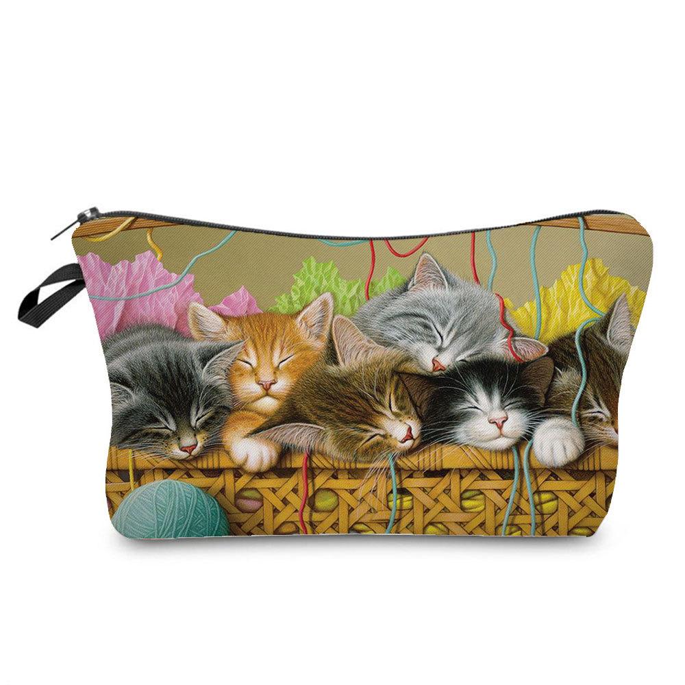 Женская косметичка с принтом кошки, органайзер для туалетных принадлежностей, дорожный чехол для хранения 6429