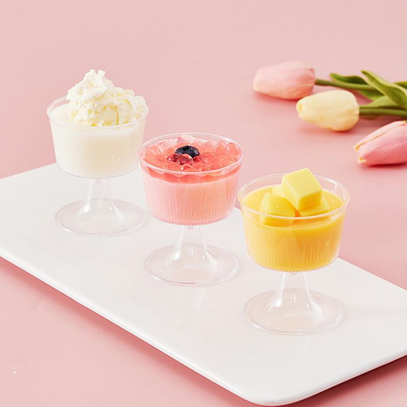 10PCS Disposable Plastic Dessert Cup Ice Cream Cup Small Wine Cup Plastic Dessert Cup Perfect for Fruit Ice Cream Pudding
