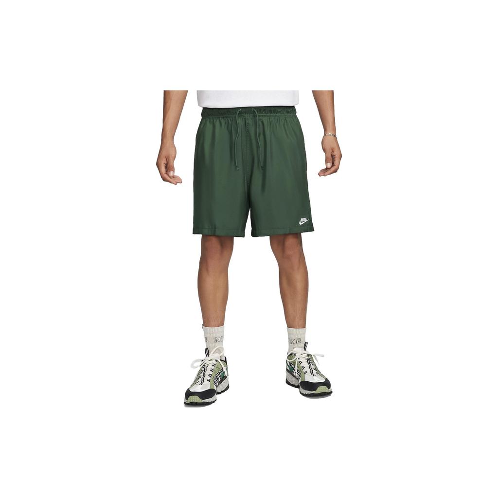 Nike Club Logo Embroidered Drawstring Straight-Leg Sports Shorts Men Bottoms Green FN3307-323