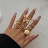 7Pcs/set Smooth Geometric Butterfly Open Rings Set for Women Couple Exaggerated Metal Irregular Chunky Ring Y2K Jewelry Gift