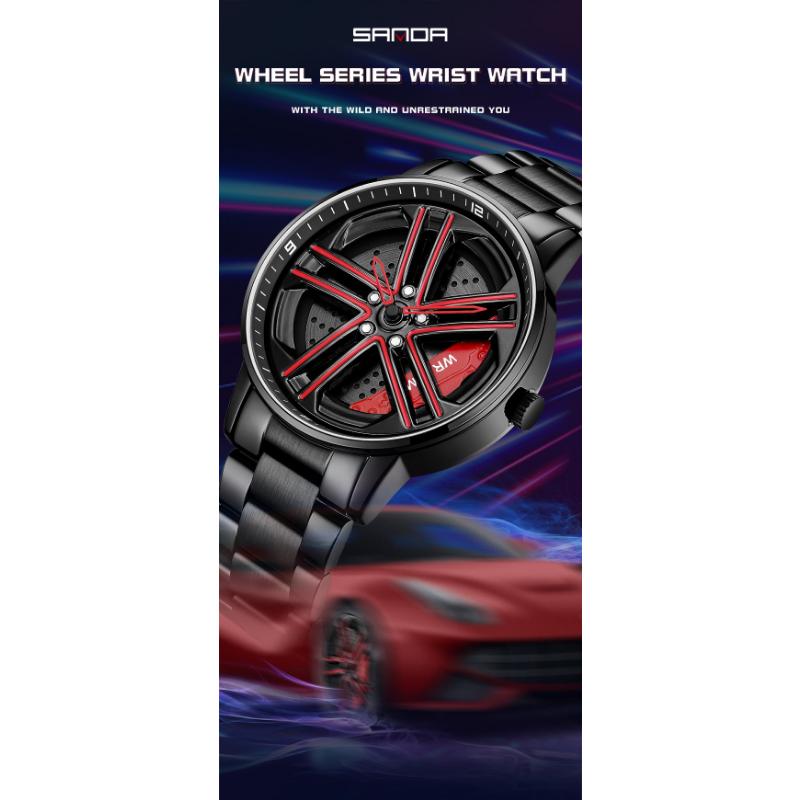 SANDA New Wheel Series Rotating Watch Men's Quartz Watch Fashion Hollow Creative Personality Cool Men's and Women's Watch