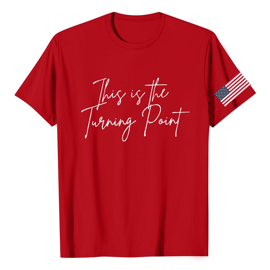 Fashion Round Neck Raglan Short Sleeve Workwear Printed Tops Ladies Summer Tops