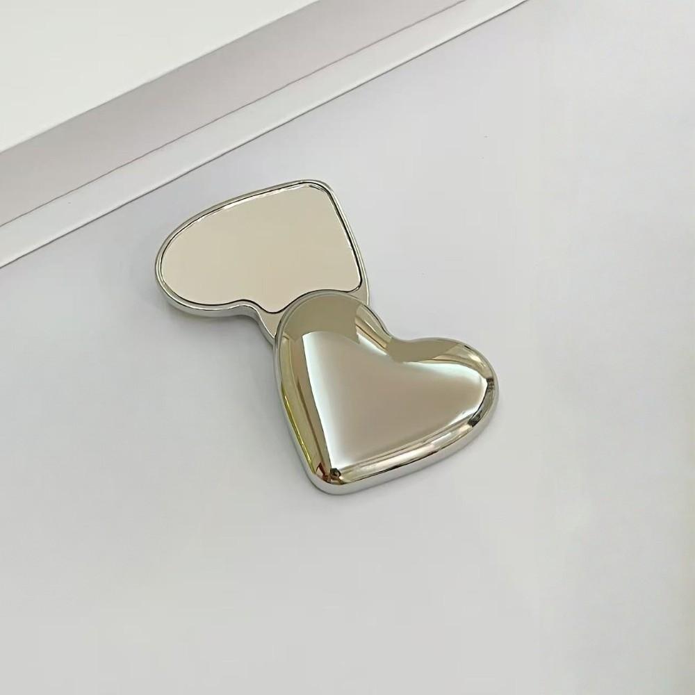 Metal Frame Portable Mirror Mini Pocket Rotating Mirror Heart Shape Makeup Mirror Travel Use