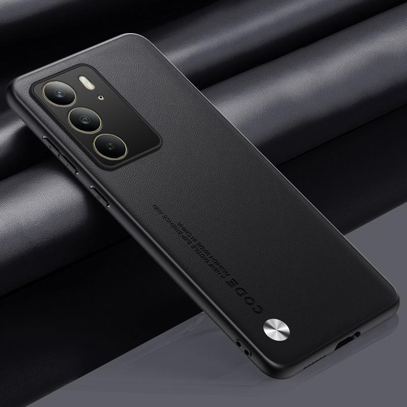 Plain Pu Leather Case for Realme C75 C67 C61 C63 C65 C55 C53 C51 C30 C35 C25y C21y Matte Silicone Bumper Shockproof Hard Camera Protect Cover