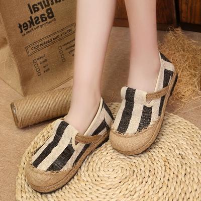 Удобные универсальные и износостойкие туфли на плоской подошве весна и осень новый стиль полосатые туфли на плоской подошве для женщин