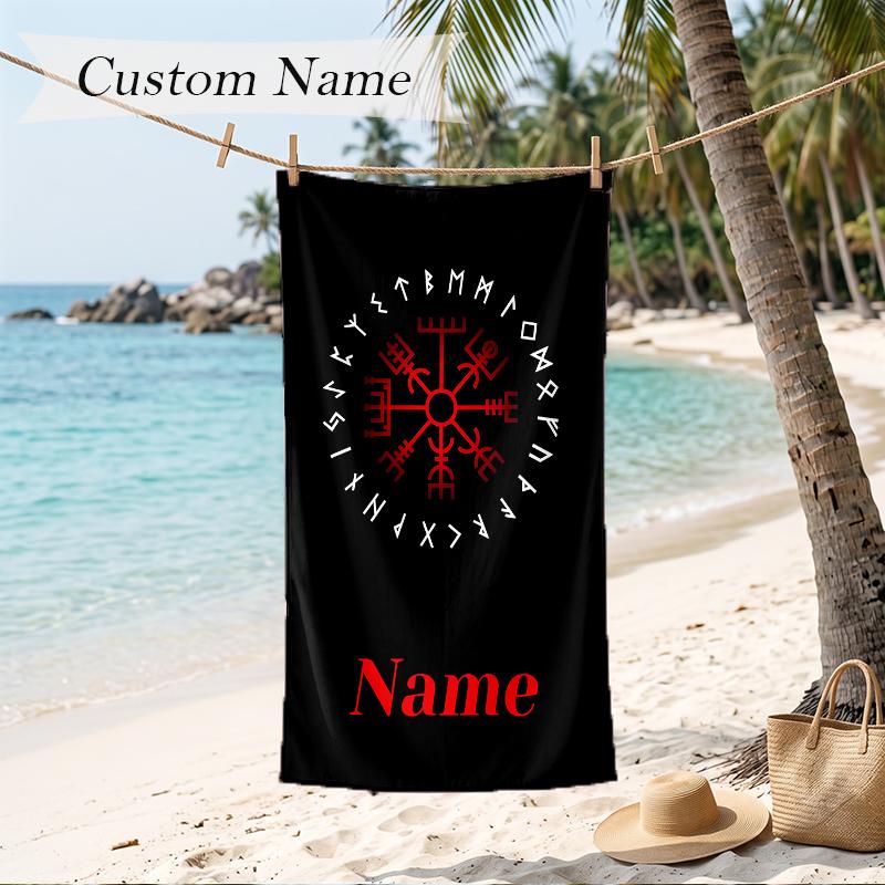 Viking warrior Custom Name Printed Beach Towel Personalized Soft Towel For Swimming Beach Travel