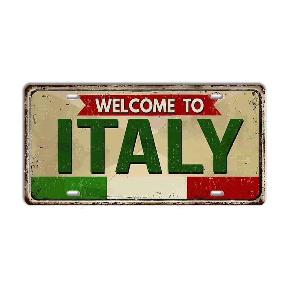 FJ Metal Tin Signs ITALY License Plate City State Tin Plaque Landmark Posters Wall Garage Bar Pub Decors