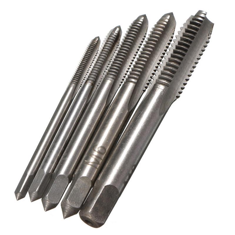 5PCS/Set M3 M4 M5 M6 M8 Machine Spiral Point Straight Fluted Screw Thread Metric Plug Hand Tap Drill