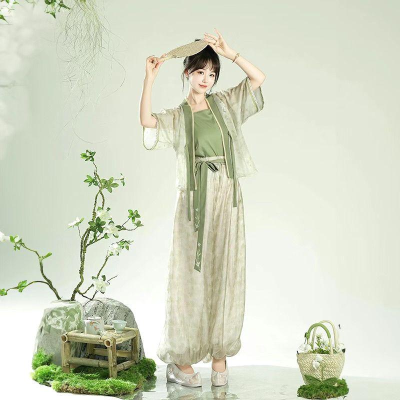 Шаровары Hanfu в китайском стиле династии Тан с маленьким жасмином и повседневный летний костюм Tang Bei Zi