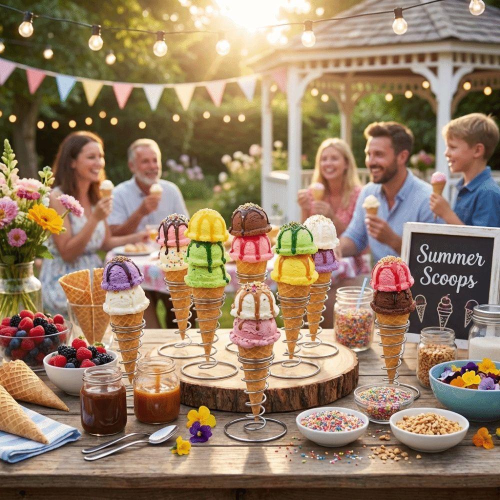 Conical Spring Ice Cream Cone Holder Metal Basket French Fry Display Wedding Decoration