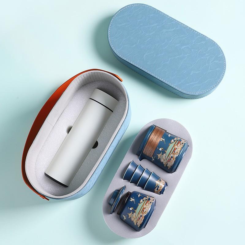 Дорожный чайный набор для улицы Kuaike керамический один чайник четыре чашки чайница термос комбинация бизнес-подарок