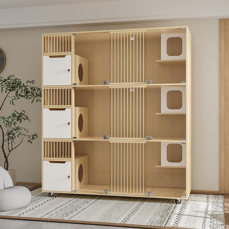 Luxurious Solid Wood Cat Cabinet and Bed Kennel Display