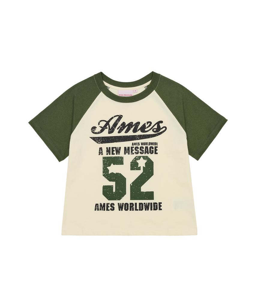 AMES-WORLDWIDE 52 Логотип Реглан Футболка Хаки