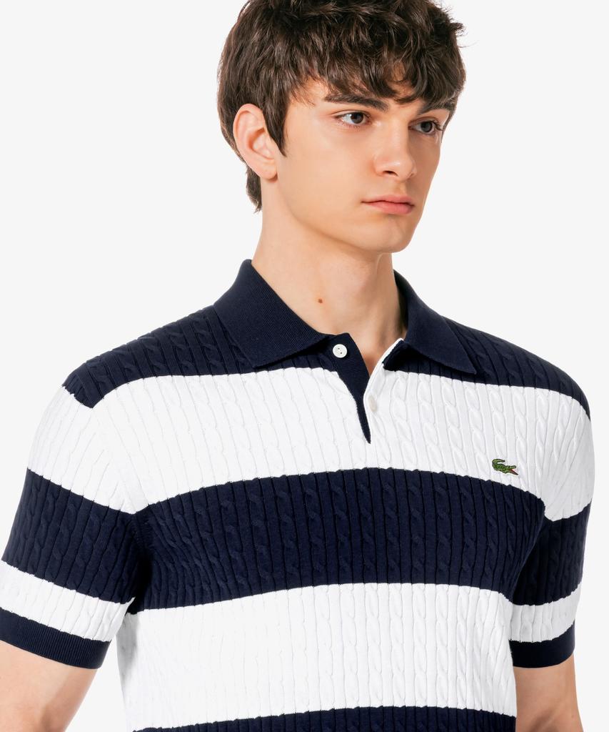 LACOSTE Men'S Cable Short Sleeve Sweater Polo Shirt Ph368E-56G Hde