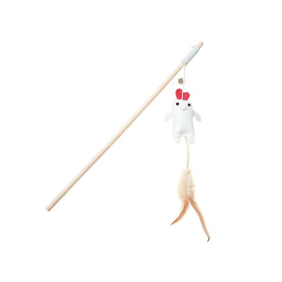 Интерактивная удочка-дразнилка для кошек, перьевая, плюшевое животное, палочка-дразнилка с колокольчиком, игровая игрушка для котят для игры и тренировок в помещении