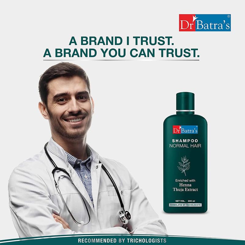 Dr Batra's Henna & Thuja Strengthening Shampoo for All Hair Types 200ml  X Pack of 2, Gentle Nourishing Hair Care
