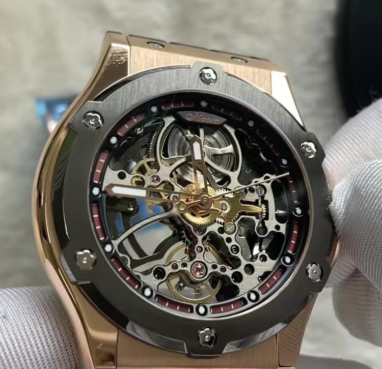 HAOFA Скелетон Механические Автоматический завод Запас хода 80 часов Полый циферблат Светящиеся водонепроницаемые наручные часы Подарочные мужские мужские мужские