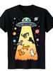 TShirt Featuring Alien Cats And Ufos Ideal for Casual Summer Wear Made from Soft Breathable Fabric It's a Great Gift for Cat Enthusiasts