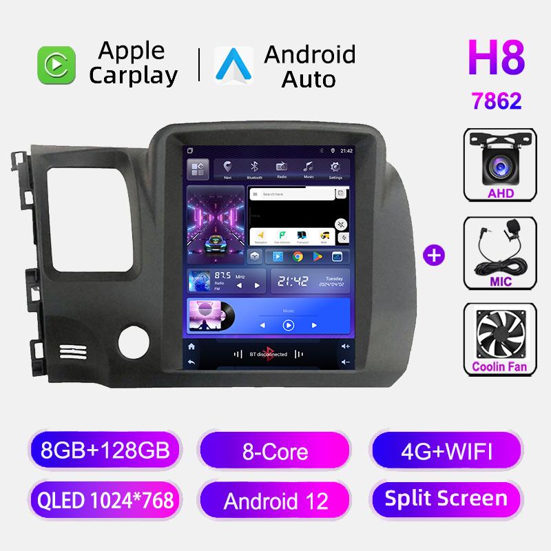 9,7-дюймовый Android 12 радио для Honda Civic 8 2005-2012 мультимедийный проигрыватель 2din GPS навигация Carplay авто стерео Tesla экран HU