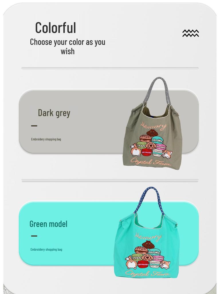 Нейлоновая сумка-тоут кроссбоди в японском стиле с вышивкой шиба-ину – Вместительная универсальная наплечная сумка для женщин.