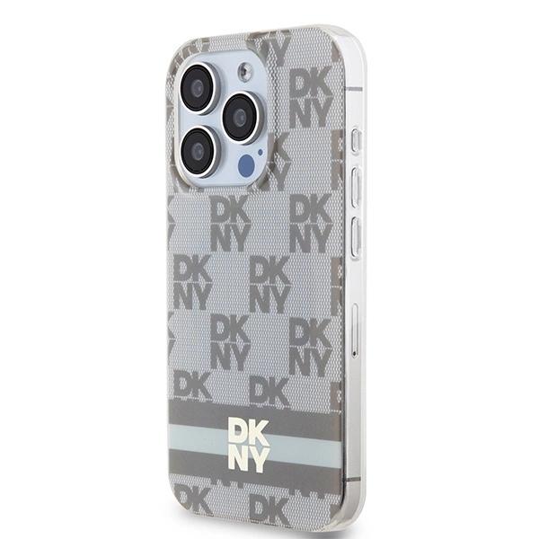 Dkny Iml Checkered Mono Pattern & Printed Stripes Magsafe Case For Iphone 13 Pro / 13 - Beige