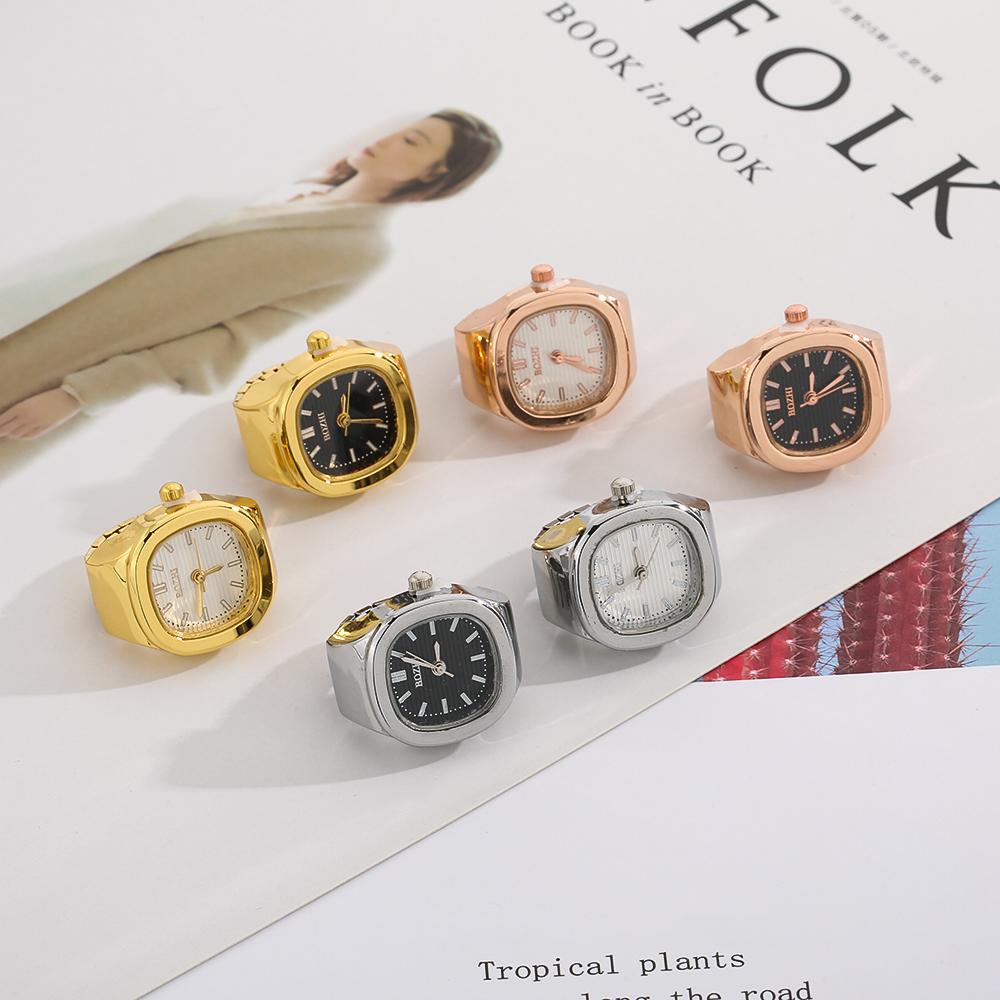 Ring Quartz Watch Creative Alloy Shell Finger Square Dial Couple Men And Women