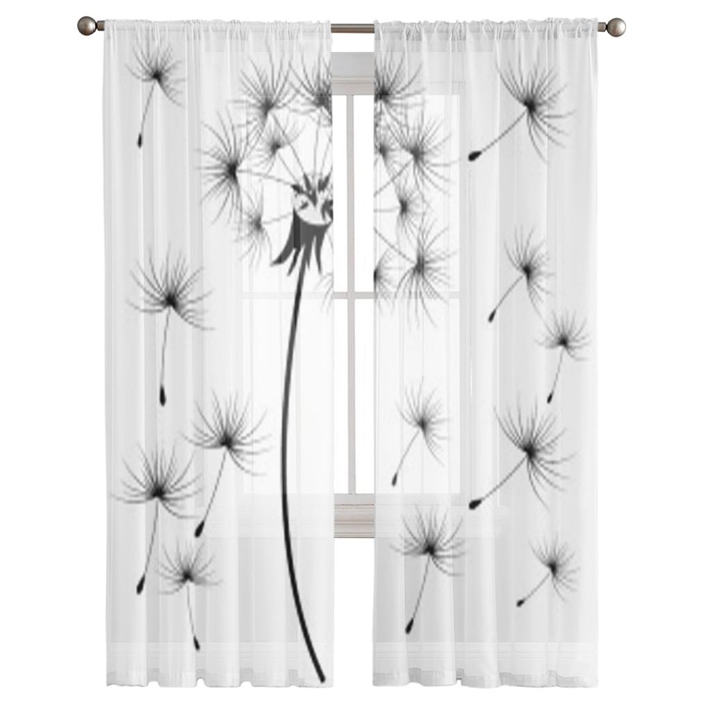 Графический рисунок парашюта одуванчик прозрачные шторы для гостиной Тюль оконная занавеска спальня кухня вуаль шторы