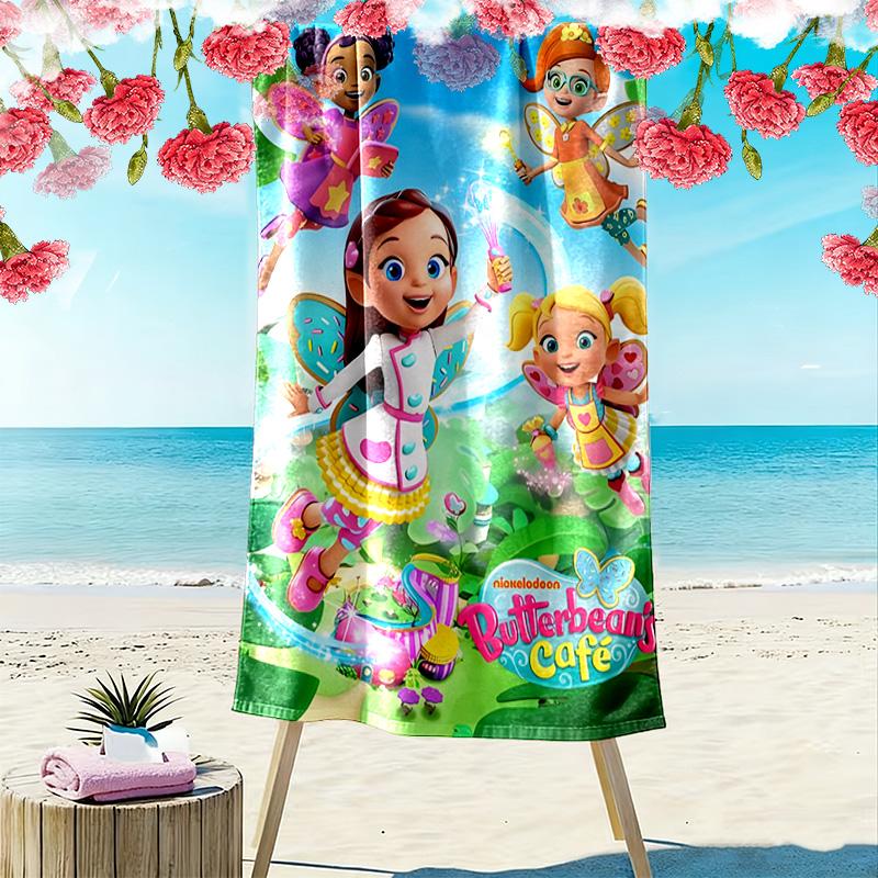 Butterbean's Café Print Beach Towel, Large Soft Quick Dry Towel for Beach Camping Swimming
