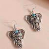 Богемные винтажные серьги-крючки со слоном, инкрустированные бирюзовым дизайном, женские аксессуары из сплава, нежный подарок для любителей друзей