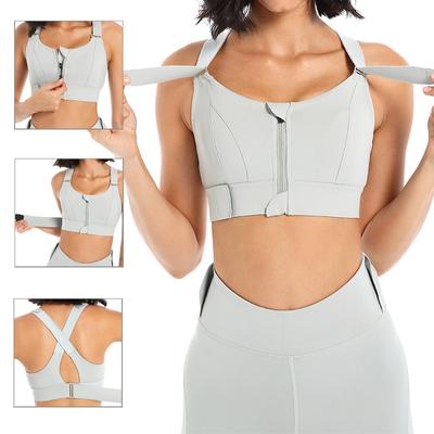 Спортивные бюстгальтеры, колготки, жилет для йоги, молния спереди, большие размеры, регулируемый ремень, противоударный спортивный бюстгальтер для тренажерного зала и фитнеса