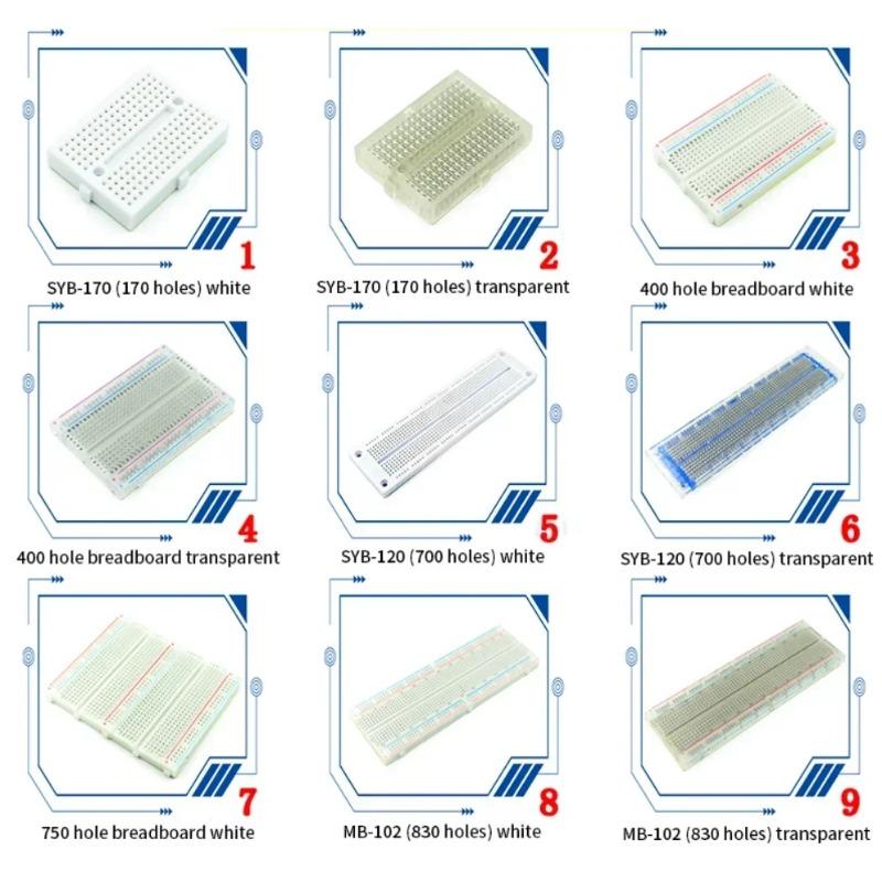 Макетная плата 400 700 750 830 отверстий MB-102 Беспаечная печатная плата Мини-тестовая плата ZY-204 1600 точек Прототип платы Перемычка Кабель DIY Kit