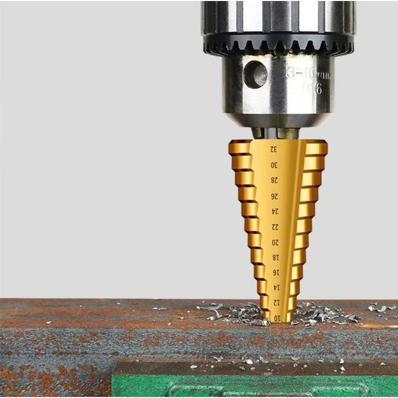 6Pcs Step Drill Bit Saw Drill Bit Set Titanium Milling CutterFor Woodworking Metal Core Hole Opener Titanium Plated Pagoda Drill Bit