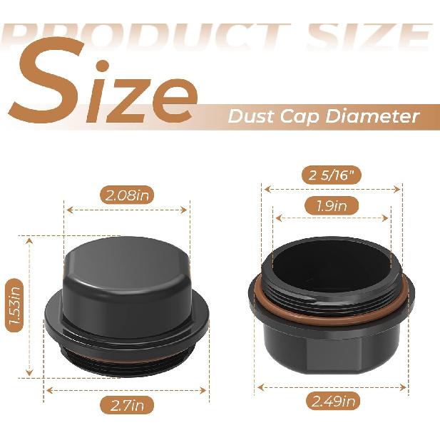 2 Pack 81143 For Dexter Vortex Replacement Caps, K71-G01-73, 21-261, 48355V Replacement Hub Dust Cap W/O-Ring For Trailer, Boat & Other Hub Kits