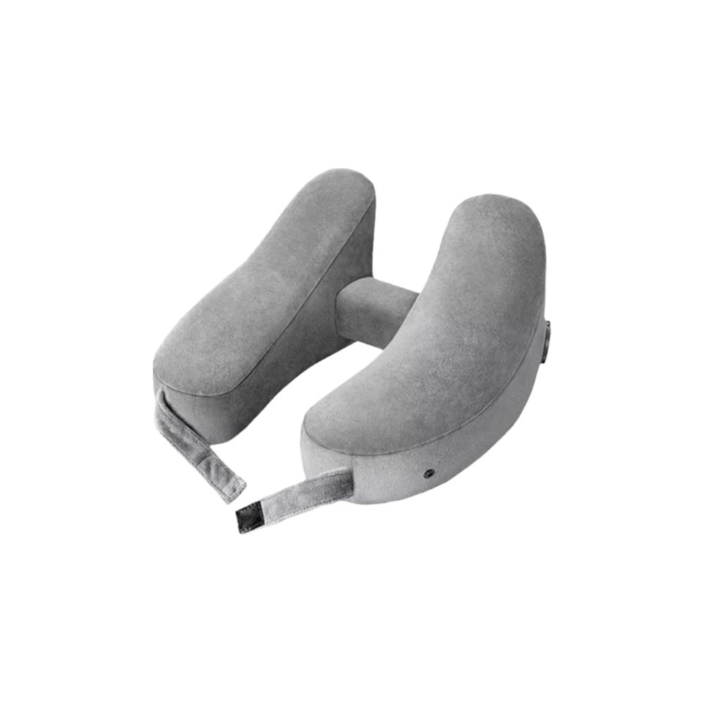 Storage Bag Inflatable Neck Pillow Soft Velour Cover Neck Support Pillow for Adults
