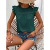 2026 Women's Summer New Round Neck Lace Solid Color Ruffle Short Sleeve Top