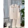 Новая пижама из атласа Ice Silk с узором «в елочку» для женщин, высококачественный комплект пижамы с длинными рукавами и кружевом