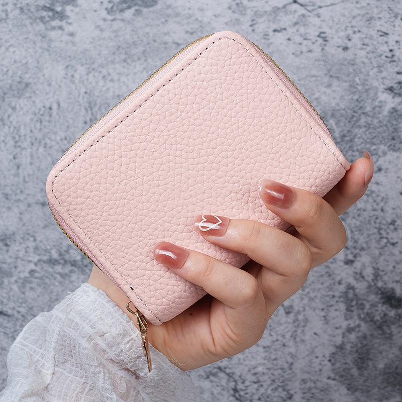 Ins New Double-decker Women's Card Bag PU Leather Zipper Certificate Bag Female Large-capacity Driver's License Card Slot Wallet