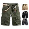 Мужские шорты карго средней посадки, застежка на пуговицу и молнию, повседневные шорты с множеством карманов, однотонные