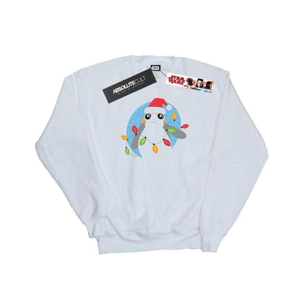 Star Wars Mens The Last Jedi Porg Christmas Lights Sweatshirt