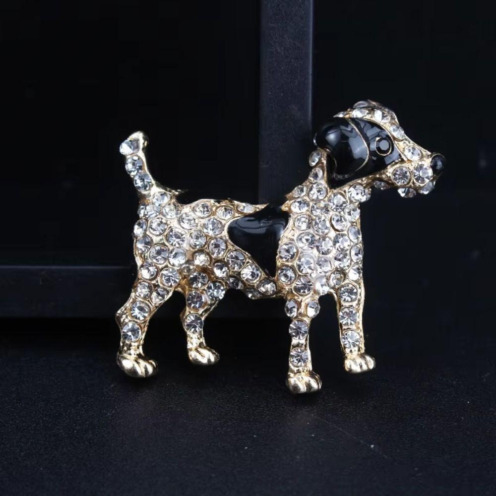 Sparkling Dog Brooch Novelty Lapel Pins Fashion Jewellery Pins Suit Coat Accessories