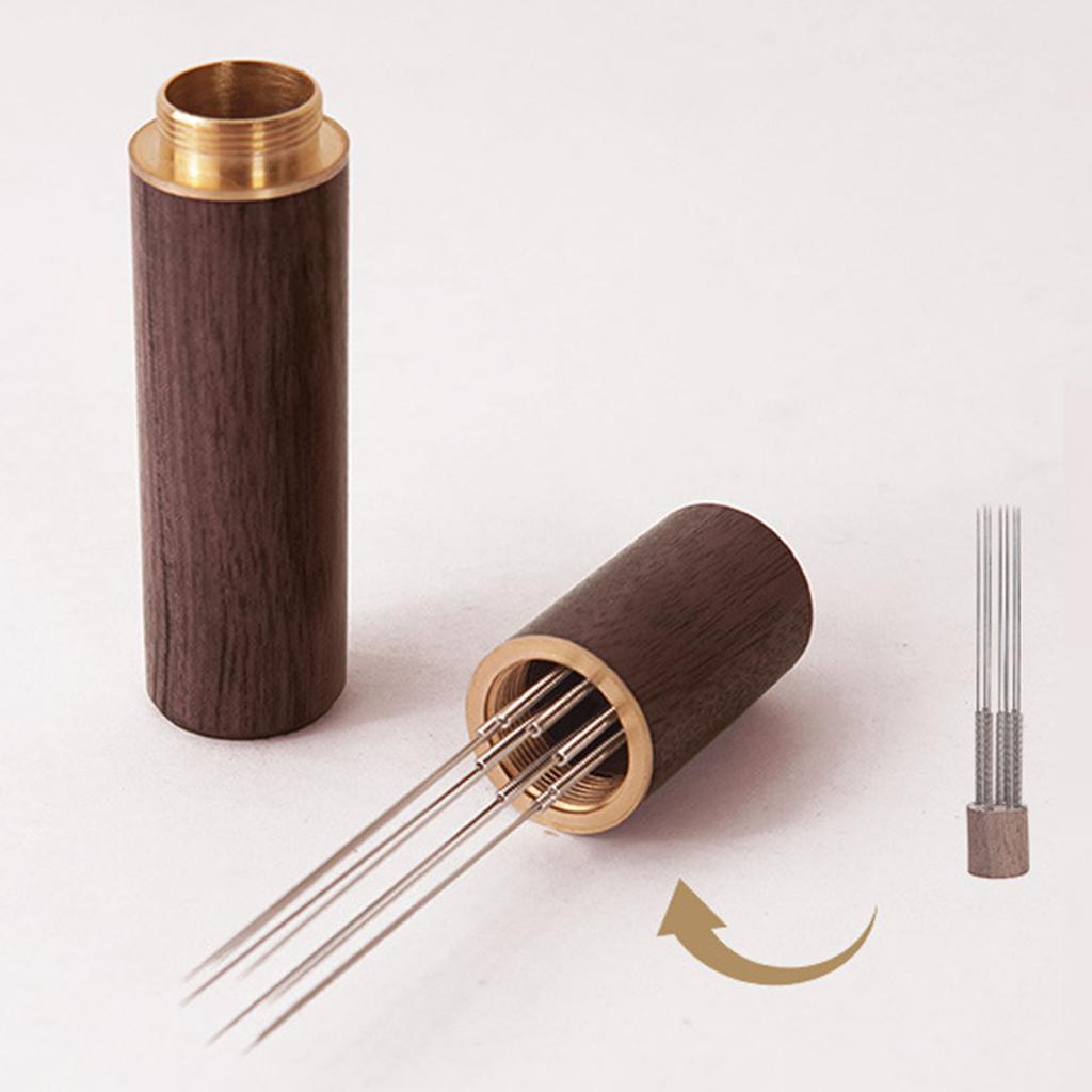 Деревянная ручка Растворитель комков кофе Профессиональный 8 игл из нержавеющей стали Миниатюрный инструмент для перемешивания Кухонный гаджет
